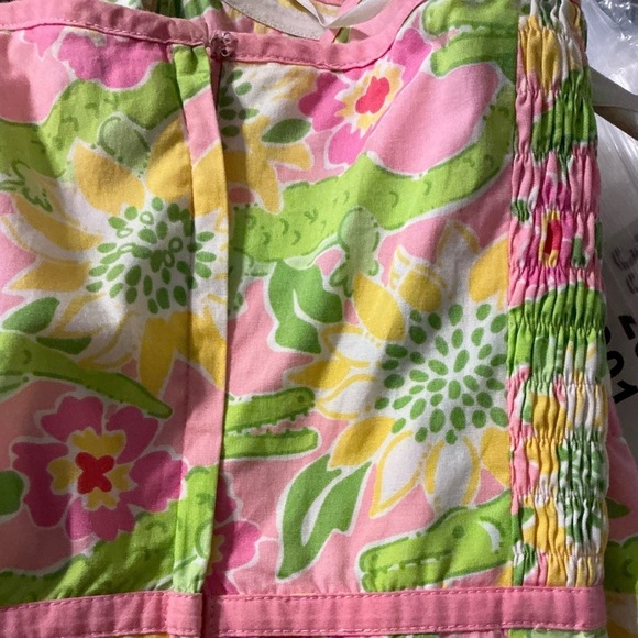 Lilly Pulitzer Bowen Gator Patch Print Cotton Poplin Lace Strapless Dress size 4 - Picture 9 of 11